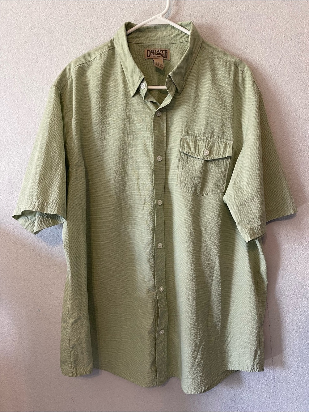 Duluth Trading Co Green Lightweight Short Sleeve Button Front Shirt Size XL